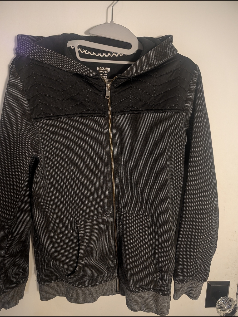Mossimo Supply Co. Black and Charcoal Quilted Zip Hoodie